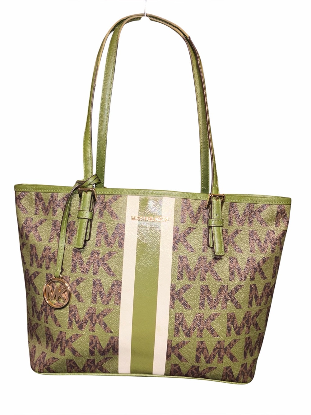 Michael Kors Large Jet Set Tote Fern
Green Multi Stripe